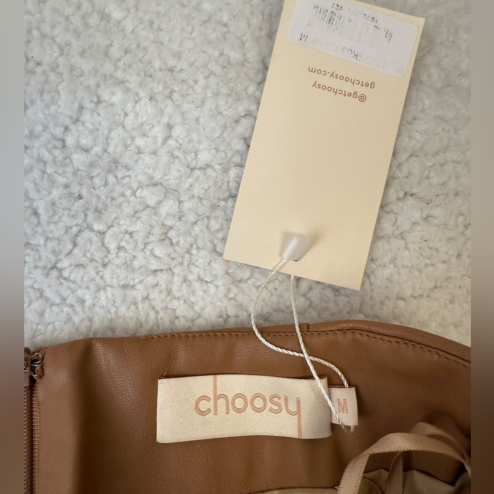 Choosy brand brown faux leather midi wrap skirt with a side bow detail - Picture 8 of 11
